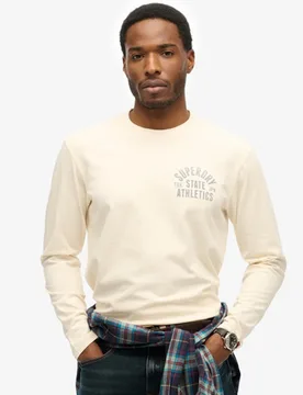 Superdry Herren Athletic Essentials Langarmshirt White - Größe: XL - 39.99 - FashionsVida