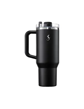 Bicchiere isolante con cannuccia 1,2 l Nero nero - LURCH - FashionsVida