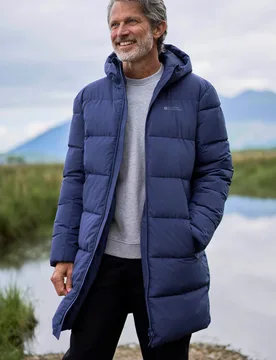 Vortex Mens Longline Padded Jacket - Navy - Navy - Size: XL - Mountain Warehouse - FashionsVida