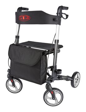 Leichtgewicht-Rollator Premium, Aluminium, mit Rückengurt und Tasche - AT51006 grau