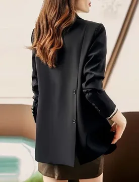 Black Blazer Women Clothing Korean Chic Office Ladies Suit Jacket Long Sleeve Buttons Spring Autumn Coat Outerwear New - Aliexpress - FashionsVida
