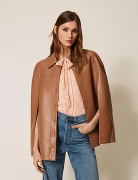Twinset Blouson cape effet cuir - TWINSET - FashionsVida