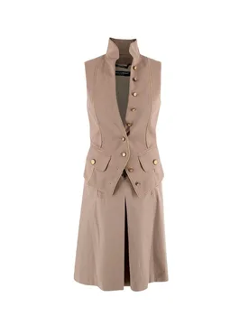 Cotton Corduroy Vintage Skirt & Sleeveless Jacket - Dolce & Gabbana - FashionsVida