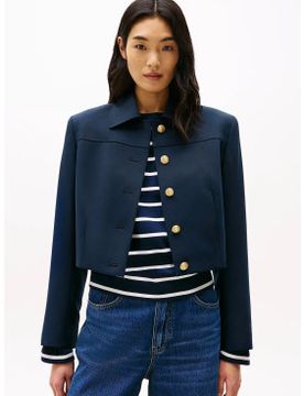 Para mujer. WW0WW44743 Blazer con botones dorados (40), Casual, Poliéster Reciclado, Sostenible