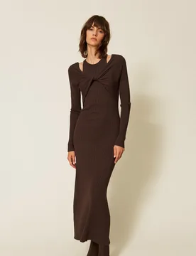 Robe longue en maille côtelée - TWINSET - FashionsVida