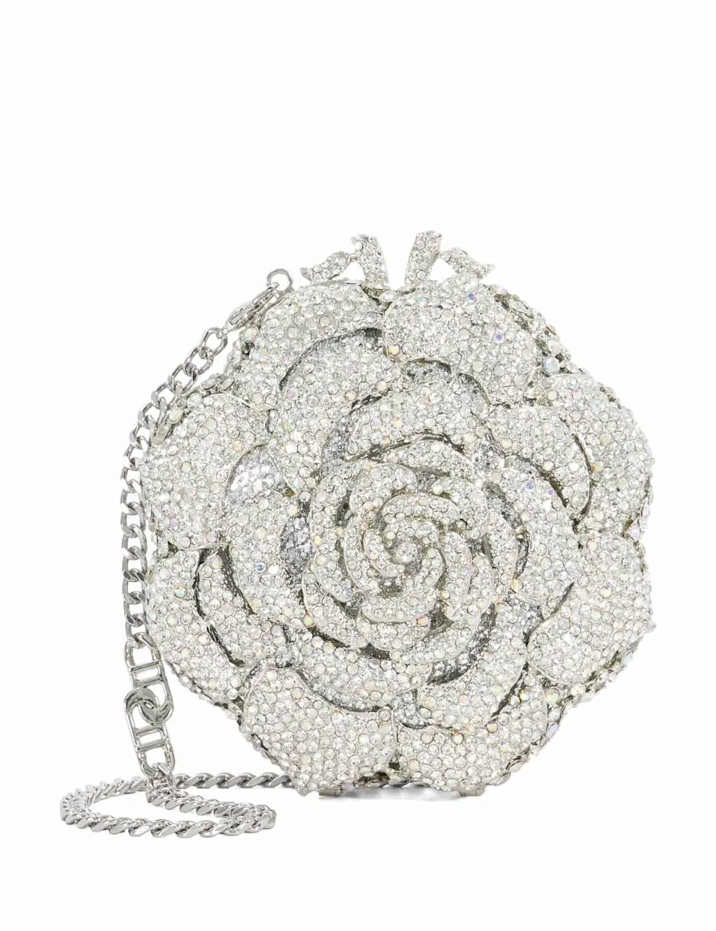Diamante Flower Chain Strap Clutch Bag Silver female - Dune london - FashionsVida