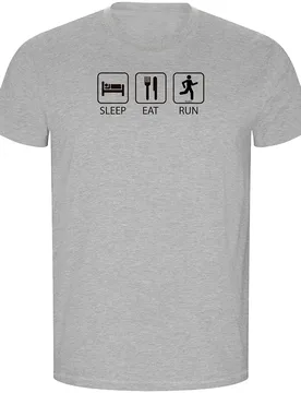 Sleep Eat And Run Eco Short Sleeve T-shirt Heather Grey L Men - Kruskis - FashionsVida