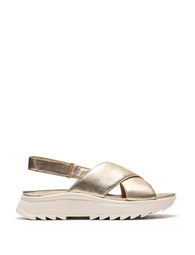 Leather Metallic Platform Slingback Sandals Gold female - Clarks - FashionsVida