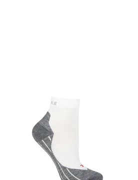 Pair White / Grey RU4 Short Light Volume Ergonomic Cushioned Short Running Socks Ladies 7-8 Ladies - - White - Size: Small - Falke - FashionsVida