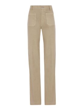 Jeans in cotone beige con tasche
