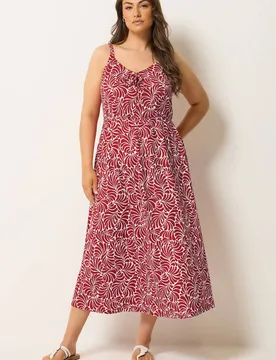 Women's Swirl Keyhole Midi Dress in Dark Red Size: 18 - Dark Red - Size: 18 - Yours - FashionsVida