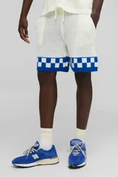 Herren Entspannte Karierte Shorts Blue Größe XS