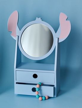 Specchio con cassetti per riporre Stitch - azzurro
