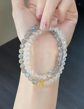 Natural gray moonlight double ring bracelet with golden hair crystal lucky women's bracelet light luxury fashion jewelry for - Aliexpress - FashionsVida