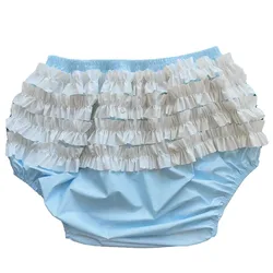 LanggKee Haian Baby PVC Frilly Pull-on Plastic Pants Color Blue