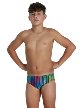 Hyperchromatic Allover 6.5 Cm Swimming Brief Black / Pheonix Red / Fake Green / Fluo Yellow 11-12 Years Boys - Speedo - FashionsVida