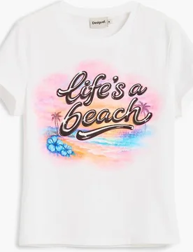 Camiseta de mujer algodón estampada - Desigual - FashionsVida