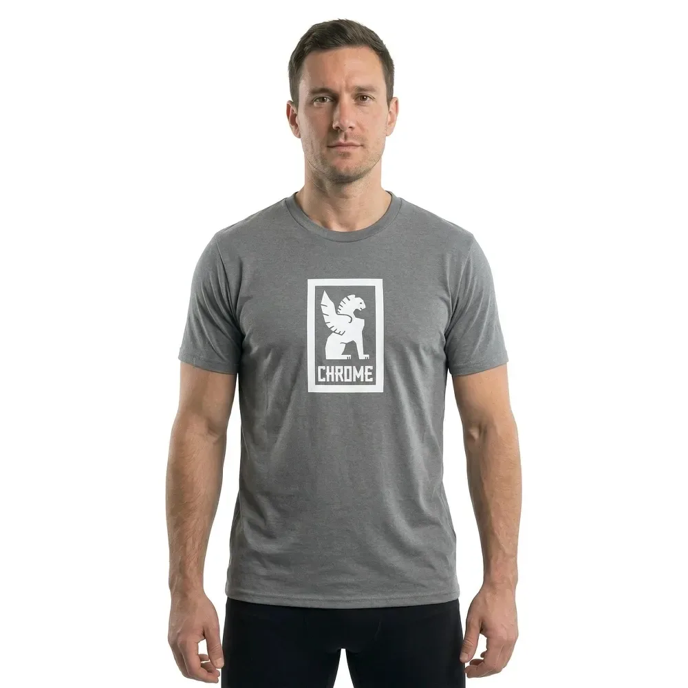 T-shirt à Manches Courtes Vertical Border Logo - Chrome - FashionsVida
