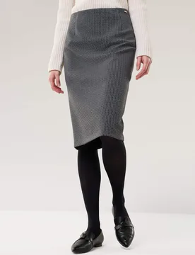 Jerseyrock Strickoptik, normale Größen#Kurzgrößen, Farbe Schwarz, 19, bequemer Jersey Strickoptik Damen - Walbusch - FashionsVida