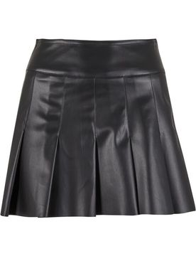 Kurzer Rock - Ladies Synthetic Leather Pleated Skirt - XS bis XL - für Damen - Größe S - schwarz - Frauen - female