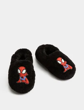 Kids' Spider-Man™ Slip-on Slippers (4 Small - 2 Large) Black male - M&S - FashionsVida