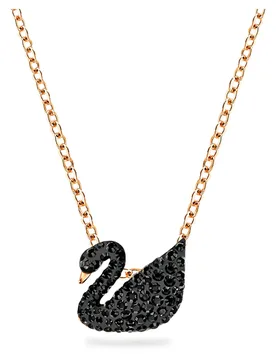 Pendente Swan, Cigno, Nero, Finitura oro rosa 18K OS - Swarovski - FashionsVida