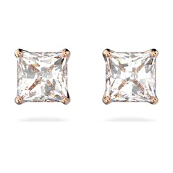 Orecchini a lobo Stilla Attract, Taglio squadrato, Bianchi, Finitura oro rosa 18K OS