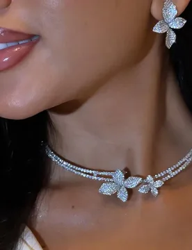 New Fashion Flower Necklace Earrings Women Jewelry Set High Grade Heavy Sparkling Rhinestone For Party Banquet Gown Accessories - Aliexpress - FashionsVida