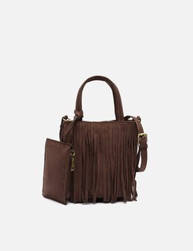 Morodi petit sac tote de soirée avec franges effet daim et pendentif décoratif