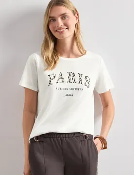 T-Shirt mit Wording Artwork female Weiß
