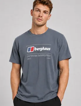 Outdoor Engineered Mens T Shirt In Dk Grey - Dark Grey Cotton - Size Small - Berghaus - FashionsVida