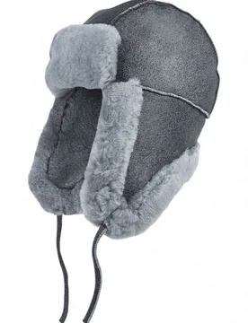 Mens RAF Aviator B-55 Suede Sheepskin Trapper Hat - - Size: L - Infinity - FashionsVida