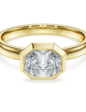 Anello con castone Octagon, Diamanti creati in laboratorio 1,0 ct tw, Forma ottagonale, Oro giallo 18 K 48 - Swarovski - FashionsVida