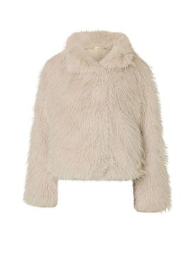 Chaqueta con aspecto de piel crema 44