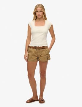 Superdry Braun Damen Utility Cargoshorts, Größe: 44 - Größe: 44