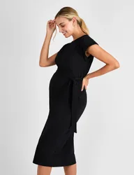 Maternity Pure Cotton Midi T-Shirt Dress Black female