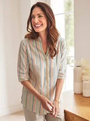 Kelchkragen-Bluse - Pink-Multi - female - Size: 50
