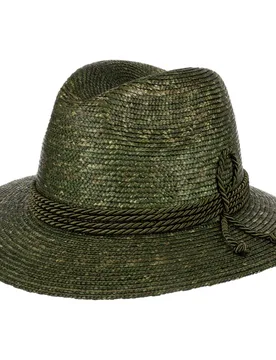 Hinterstein Folkloristic Straw Hat - olive - Female - Size: M (56-57 cm) - Hatshopping.co.uk - FashionsVida