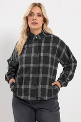 Women's Check Funnel Neck Bomber Jacket in Black Size: 20 - Black - Size: 20