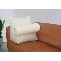 Schurwoll-Rückenkissen mit Nackenrolle weiss