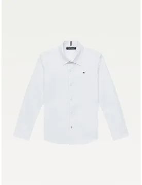 Chemise à Manches Longues Solid White 12 Années Garçon - Tommy hilfiger - FashionsVida