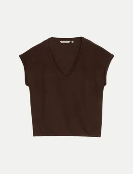 T-Shirt in Waffel-Optik Braun M - Tom Tailor Denim - FashionsVida