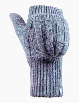 Womens Ladies Cable Knit 2.3 Tog Thermal Winter Fingerless Converter Gloves - Blue/navy - One Size - Heat Holders - FashionsVida