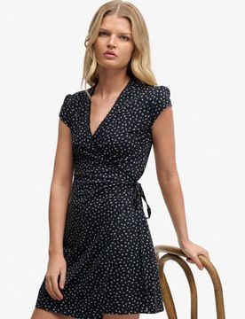 Superdry Damen Athletic Essential Wickelkleid Navy - Größe: 36