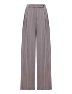 Pantaloni A Gamba Larga In Tessuto Gessato