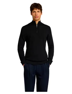 Maglione Con Mezza Zip Tray Black S