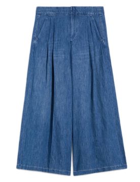 Wide-Leg High-Waist Pants with Contrast Topstitching