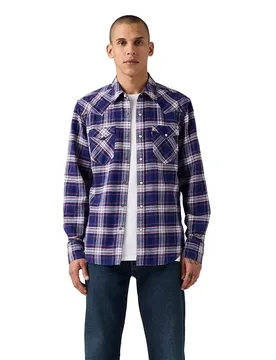 Camicia A Maniche Lunghe Barstow Western Standard Hawley Plaid Blue Depths M - Levi´s ® - FashionsVida