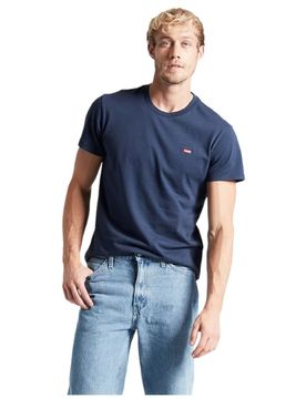 T-shirt Blu Uomo Cotone 100% con Logo Mini sul Petto