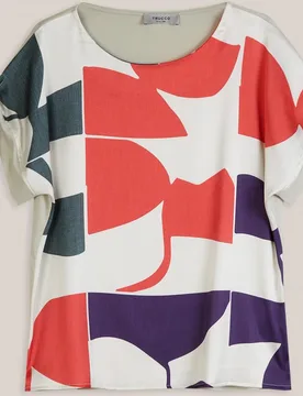 Camiseta de mujer estampada con lazos en las mangas - Trucco - FashionsVida